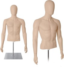 Male Torso Mannequin with Stand,Skin,32"-48" Adjustable Height,Stable Metal Base