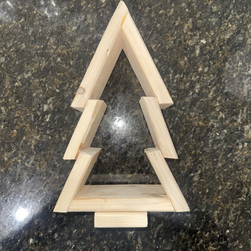 Handmade Wooden Christmas Tree Tabletop Holiday Decorative Tree - Image 3 of 3