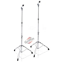 GRIFFIN Straight Cymbal Stand 2 PACK - Percussion Drum Hardware Mount Holder Set