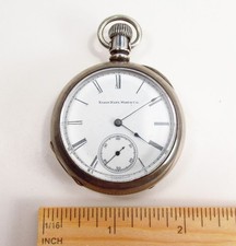 Antique 1888 Elgin USA 7J Grade 104 Fahys 900 Coin Silver Pocket Watch Works