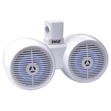 Pyle 8" 300 Watt Max Power 2-Way Blueooth Marine LED White Tower Speakers Pair 