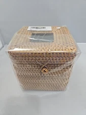 Rattan Tissue Box Cover Natural Woven Facial Napkin Holder Square (Natural,