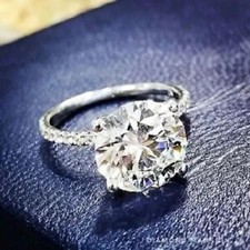 4Ct White Round Cut CZ Women's Engagement Wedding 925 Sterling Silver Ring