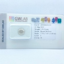 Diamante naturale certificato 1,91 ct - Rotondo I3 (GWLab)