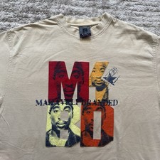 Vintage Makaveli Branded Tupac Shakur Rap Tee Men’s Large Patch Tee Brown Y2K US