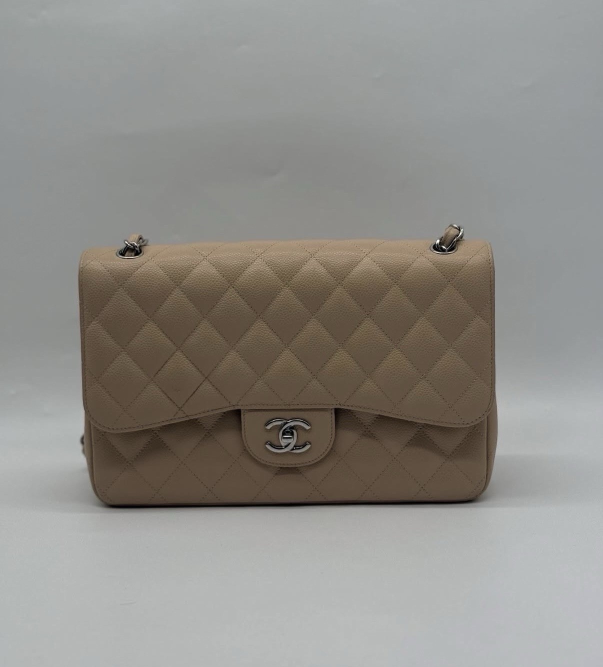 Chanel CC Nude Large Caviar Double Flap Bag