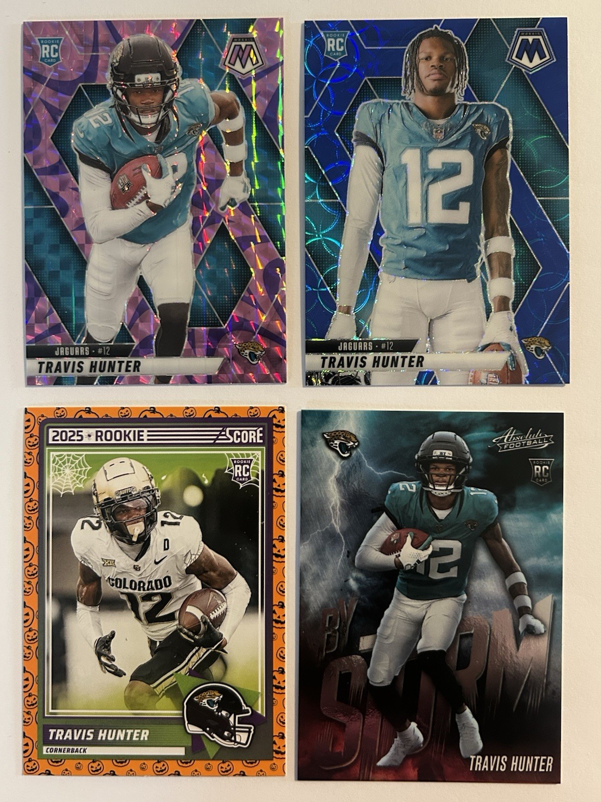 Travis Hunter 4 Card RC Lot Mosaic Prizm Halloween Jaguars NM+