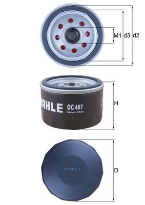 Mahle OC 467 oil filter for Aixam, Alfa Romeo, Alpine, Aro, Belarus, Dacia, Horex, Iran