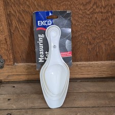 Vintage EKCO Measuring Cups Scoops with Spoons Combo White Plastic 1997 USA