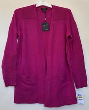 Charter Club Women Cardigan Sweater Sz M deep pink open long sleeve