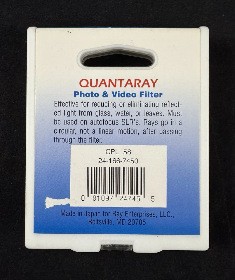 Quantaray Filter CPL 58mm Circular Polarizer - Made in Japan - Image 4 of 4