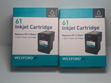 Lot of 2 Wexford 61 Black Ink Cartridges Replaces HP 61 CH561WN New