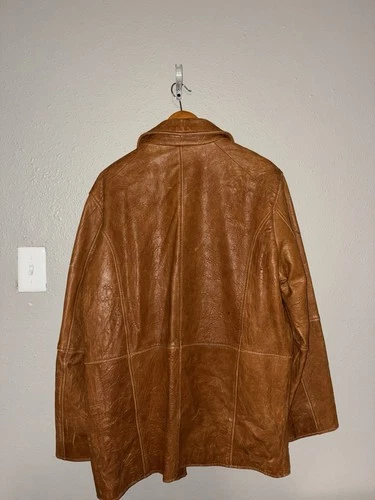 Vintage 90s Robert Comstock Vertical Long Leather Coat Men's image 2