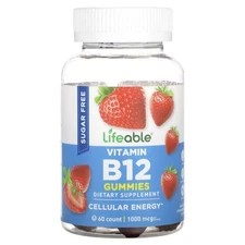 Vitamin B12 Gummies, Sugar Free, Natural Strawberry, 60 Gummies (500 mcg per