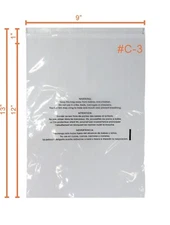 Yens #3 (9"x 12") - 5000pcs/Box  Clear  Plastic bags -with warning citation