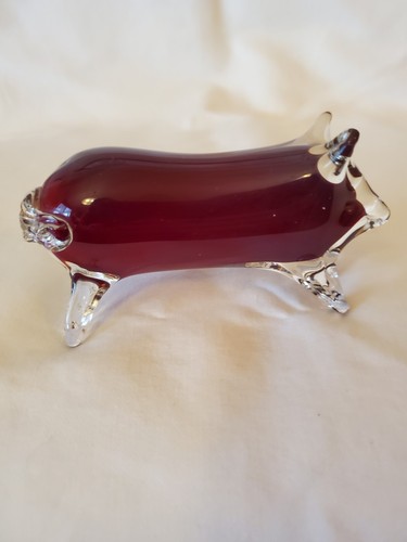 Murano Stil Glas Schwein Figur 2" x 4" mit gewelltem Schwanz - Bild 10 von 14