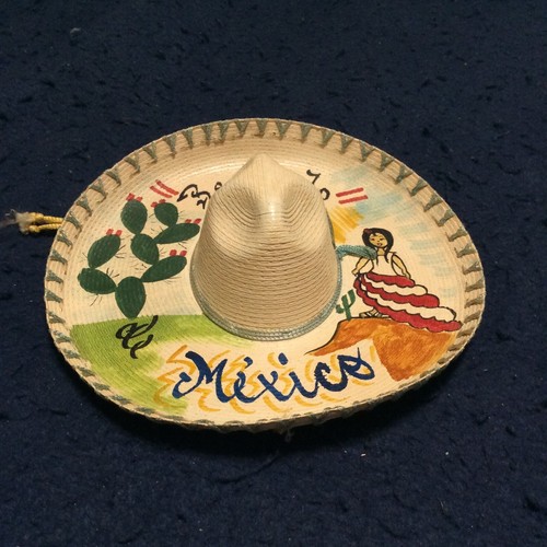 Sombrero ● Souvenir of MEXICO ● Miniature ● Vintage 1960's ● Hand Painted - Picture 5 of 8