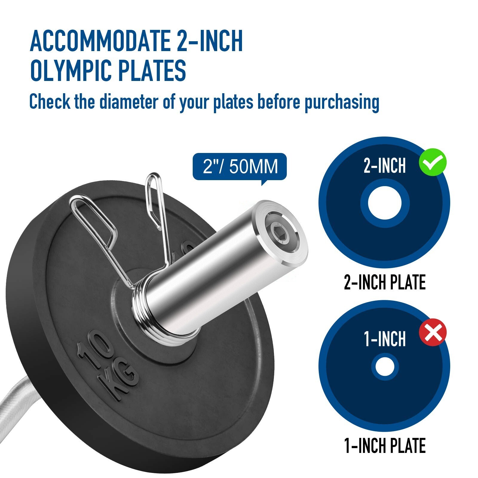 47'' Home Gym Olympic Curl Bar Barbell Weight Set Fitness Equipment Bar