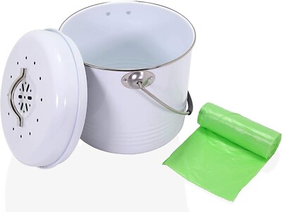 ANBAR 1 Gallon Kitchen Compost Bin Bucket Complete with Silicone Handle Lid