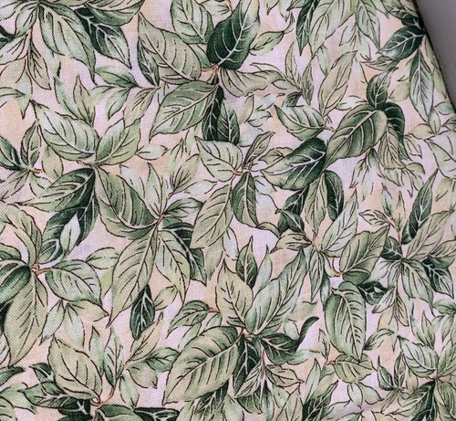 "Spring Song" By Hoffman Leaf Print Cotton Fabric 1/2 yard x 44" Green & Beige - Picture 2 of 5