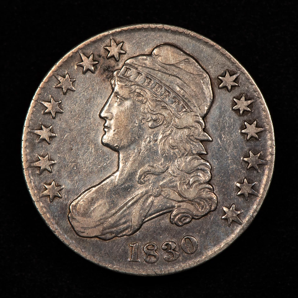 Medio dólar de plata busto tapado 1830 50c - XF/AU Dets - SKU-H2614 Foto 3 de 4