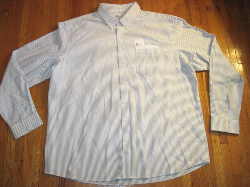 Camisa de vestir Oxford Sonoma blanca/bronceada a rayas longitud perfecta calce clásico 3XLT NUEVA CON ETIQUETAS Foto 2 de 4