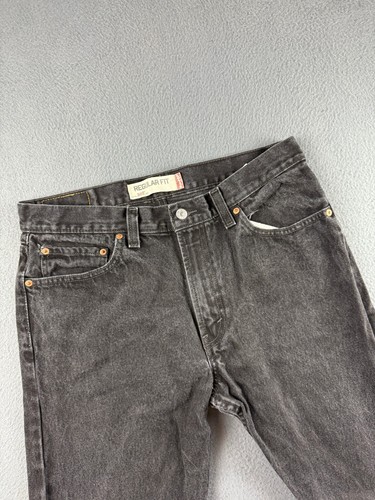 Levis 505 Jeans Herren 34x30 Schwarz Denim Regular Fit Straight Leg Y2K Zipper Fly - Bild 3 von 11
