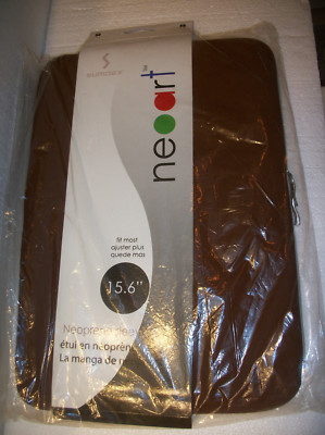 SUMDEX Neoart Neoprene Courier Sleeve BROWN Zippered Fits 15.6'' Notebook Laptop 