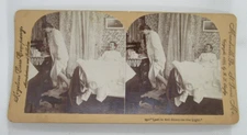 Last in Bed Blows out the Light Keystone View Company c1899 #15 Stereoview Card
