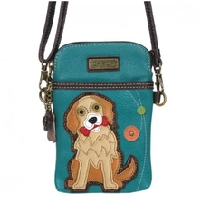 NEW CHALA GOLDEN RETRIEVER DOG CELL PHONE CROSSBODY PURSE TURQUOISE BLUE