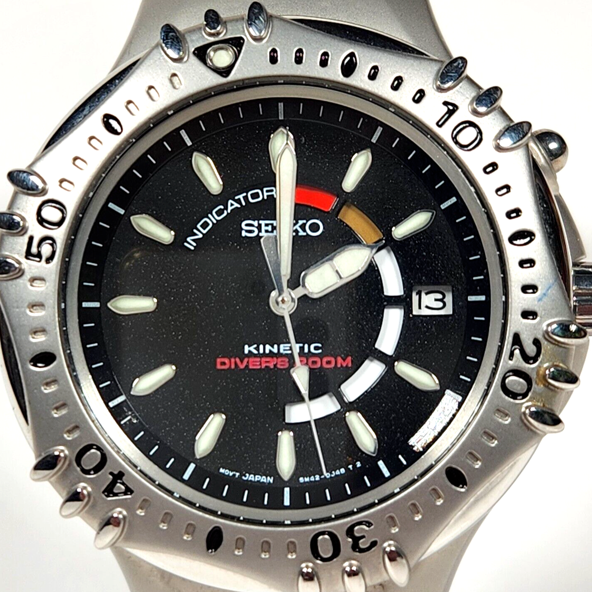 Vtg Seiko Kinetic Giugiaro Divers Men's Watch 200M W/R S/S 5M42