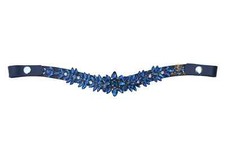 Stylish  Stunning Blue horse bridle Snap browband made from durable leather .