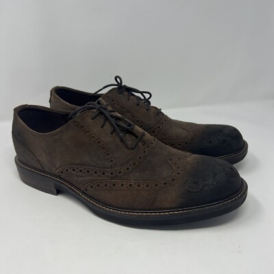 ECCO Kenton Tie Coffee Oxford Wingtip Shoe Brown Suede (size
