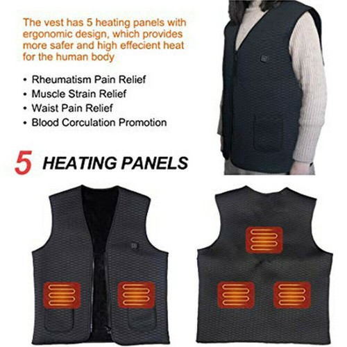 Heated Vest Warm Body Electric USB Men Women Heating Coat Jacket Clothing Winter - Picture 10 of 12