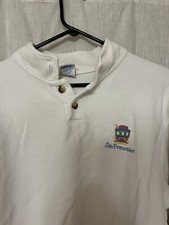 San Francisco Henley L Large White Rainbow Trolley Vintage Crazy Shirts USA Made
