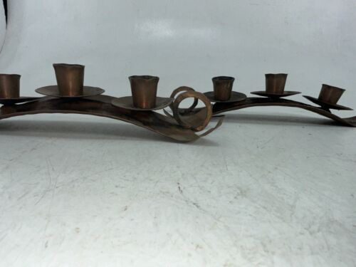 Pair Vtg Chippewa Copper Burwood Products Candle Holder Hammered Solid Copper - Picture 9 of 13