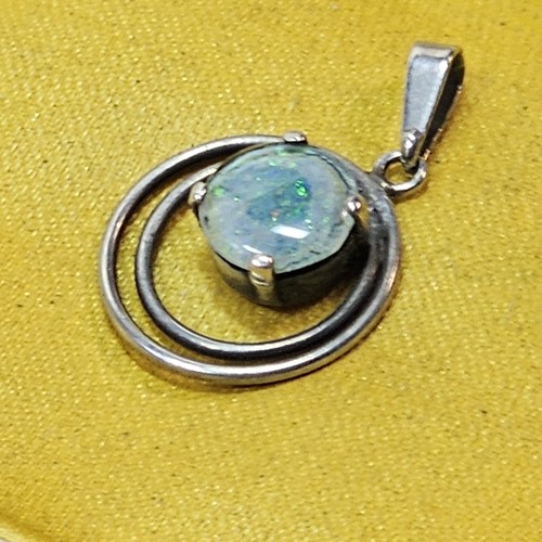 Opal Silber 835 Anhänger Jugendstil gepunzt 15 mm Durchmesser Opal 7 mm - Bild 5 von 14