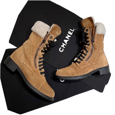 chanel sheepskin boots