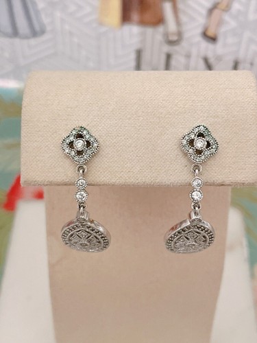 HSN Technibond Sterling Silver & CZ Drop Earrings, Teardrop Filigree or Macrame - Picture 6 of 24