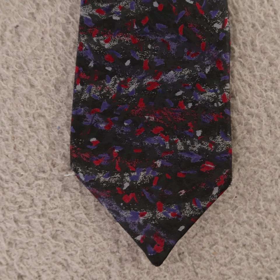 Corbata Strathmore DE COLECCIÓN Azul Rojo Manchado 100% Seda Hecha en Italia 3.25" Foto 2 de 4