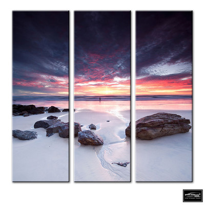 Sonnenuntergang Meereslandschaft Meereslandschaft Strand BOX GERAHMT LEINWAND KUNST Bild HDR 280 g/m²