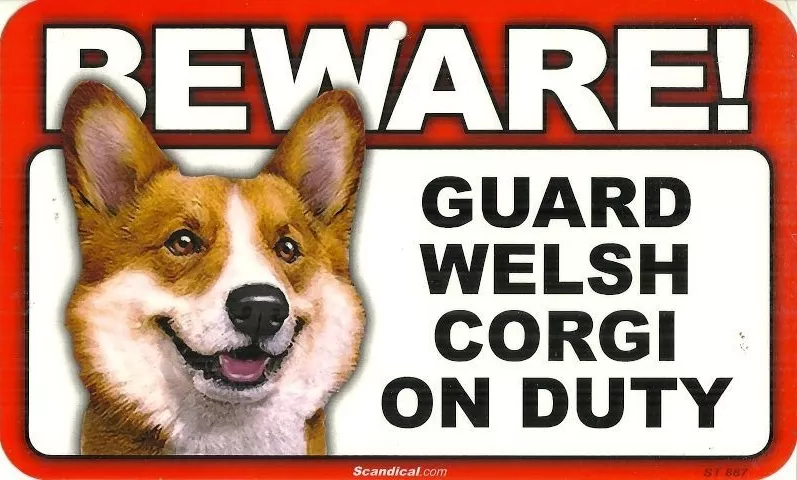BEWARE GUARD WELSH CORGI ON DUTY SIGN NEW UNUSED