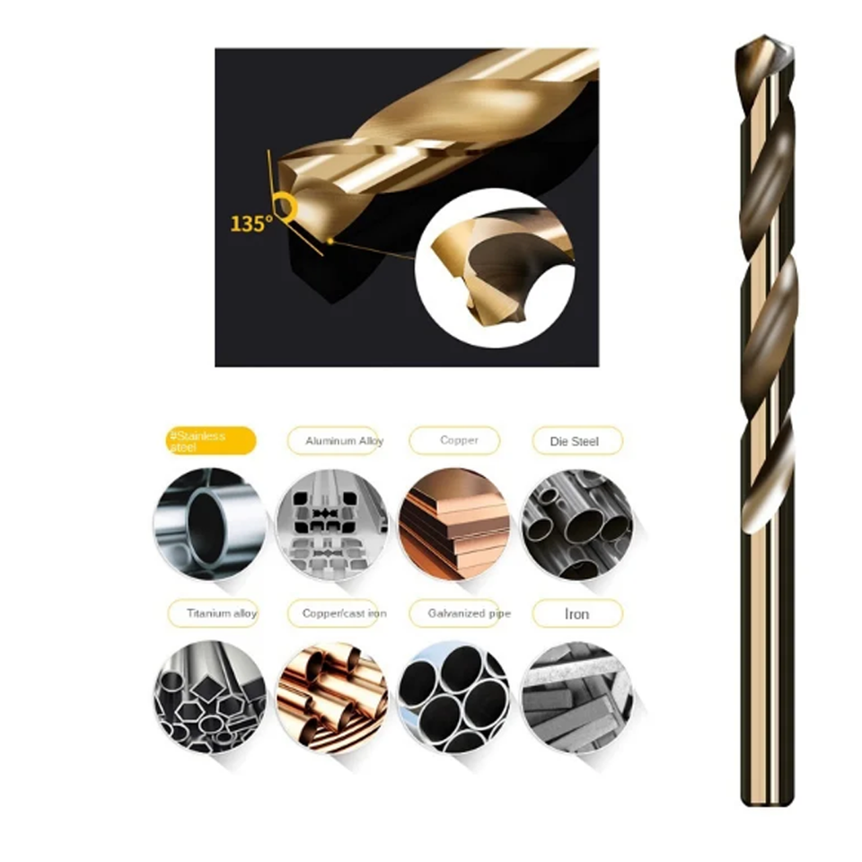 10PCS 1mm-20mm M35 HSS-CO Cobalt Drill Bits Twist Drill Bit For ...