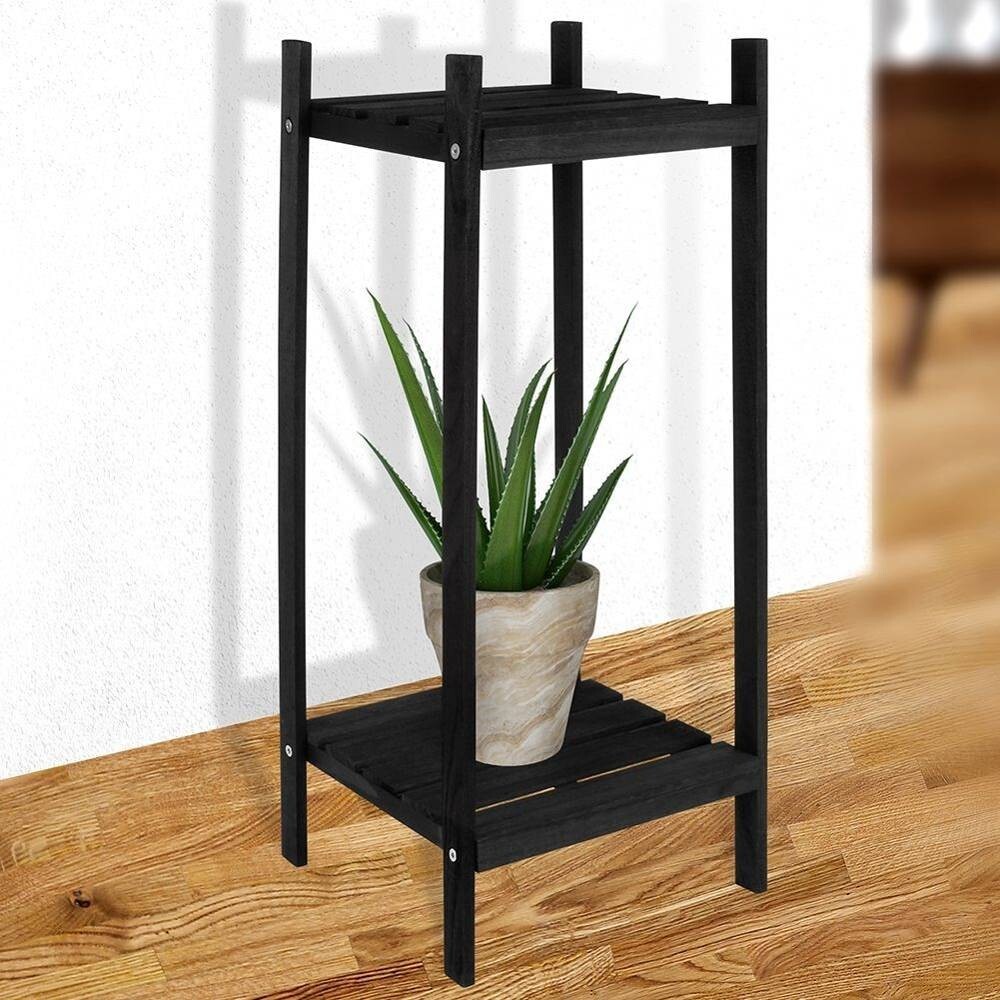 2 Tier Wooden Plant Pot Stand Indoor Garden Flower Planter Display