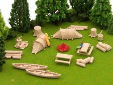15 pc - Tubular Tent Camping - HO Scale 3D Camping Railroad Train Layout Scenery