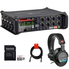 Zoom F8n Pro Multitrack Recorder w/ Sony Headphone, 32GB Memory Card Cable