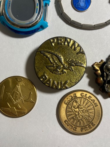 Jewelry Lot Mens Treasures, Money Clip, Masonic, Watches, Tape Measure, Woman's - Picture 8 of 11