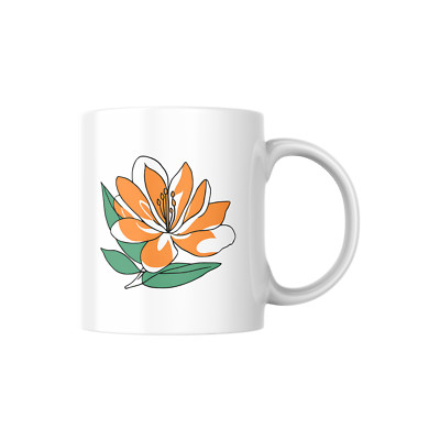 Minimalist Orange Flower Mug   Beautiful and Elegant Design