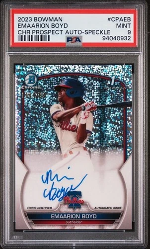 Emaarion Boyd 2023 Bowman Chrome Speckle Refractor Auto Card /299 #CPA-EB PSA 9