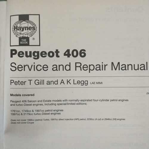 Haynes Manual For Peugeot 406 Mk2 Petrol & Diesel 1999-2002 (T Reg To 02) Used - Picture 3 of 3